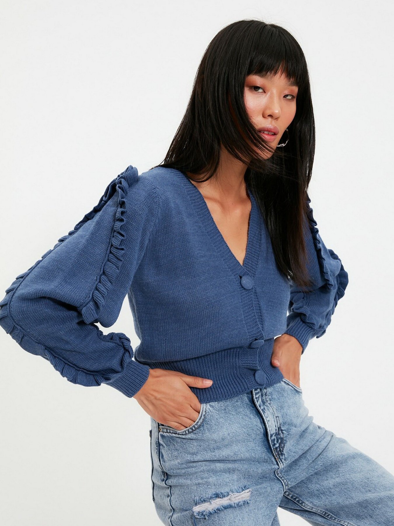 Кардиган Trendyol модель TWOAW21HI0195/Indigo Фото