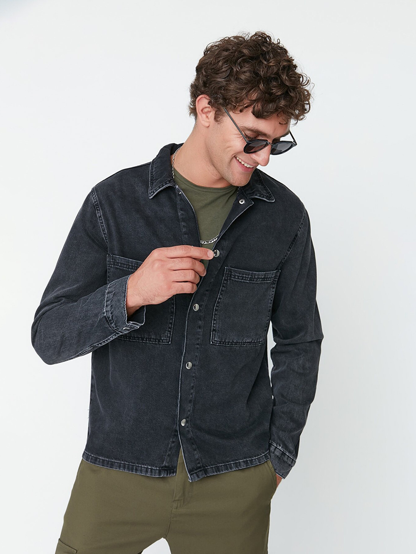 Джинсовая куртка Trendyol модель TMNAW22CE0143/Antrasit Фото