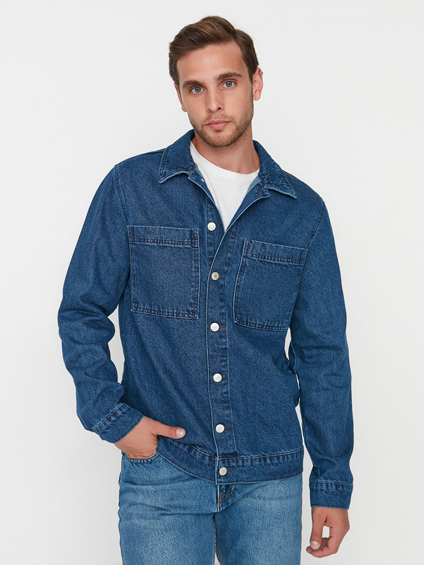 Джинсова куртка Trendyol Модель TMNAW23CE00006/Mavi Фото