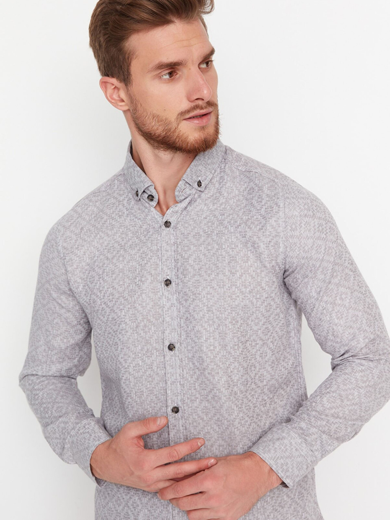 Рубашка Trendyol модель TMNAW23GO00075/Gri Фото