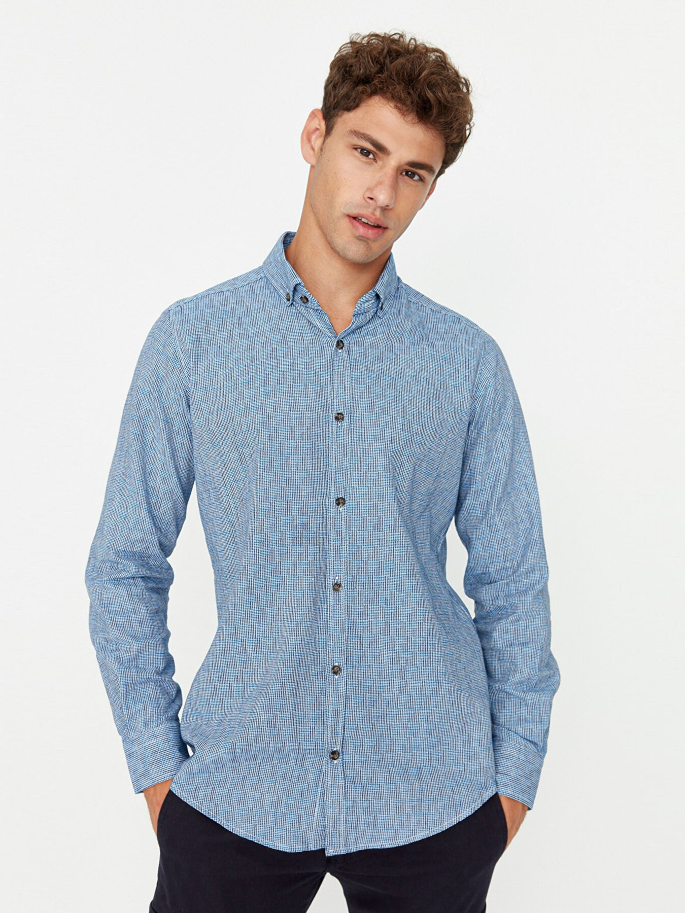 Рубашка Trendyol модель TMNAW23GO00076/Mavi Фото