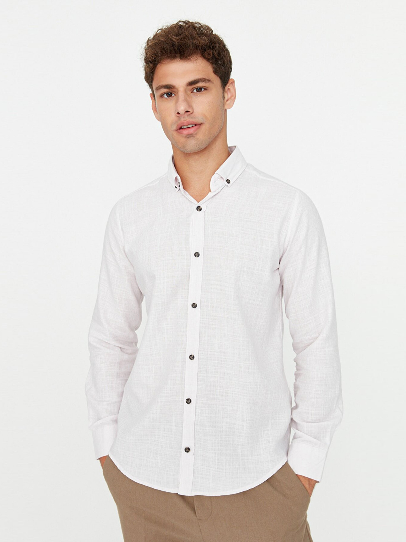 Рубашка Trendyol модель TMNAW23GO00077/Bej Фото