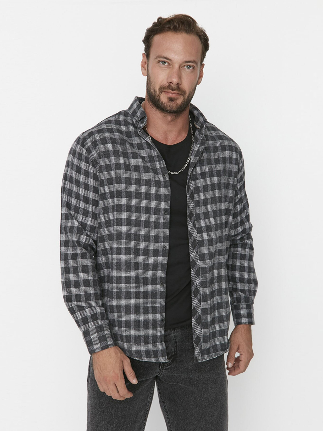 Сорочка повсякденна Trendyol модель TMNAW23GO00174/Siyah Фото