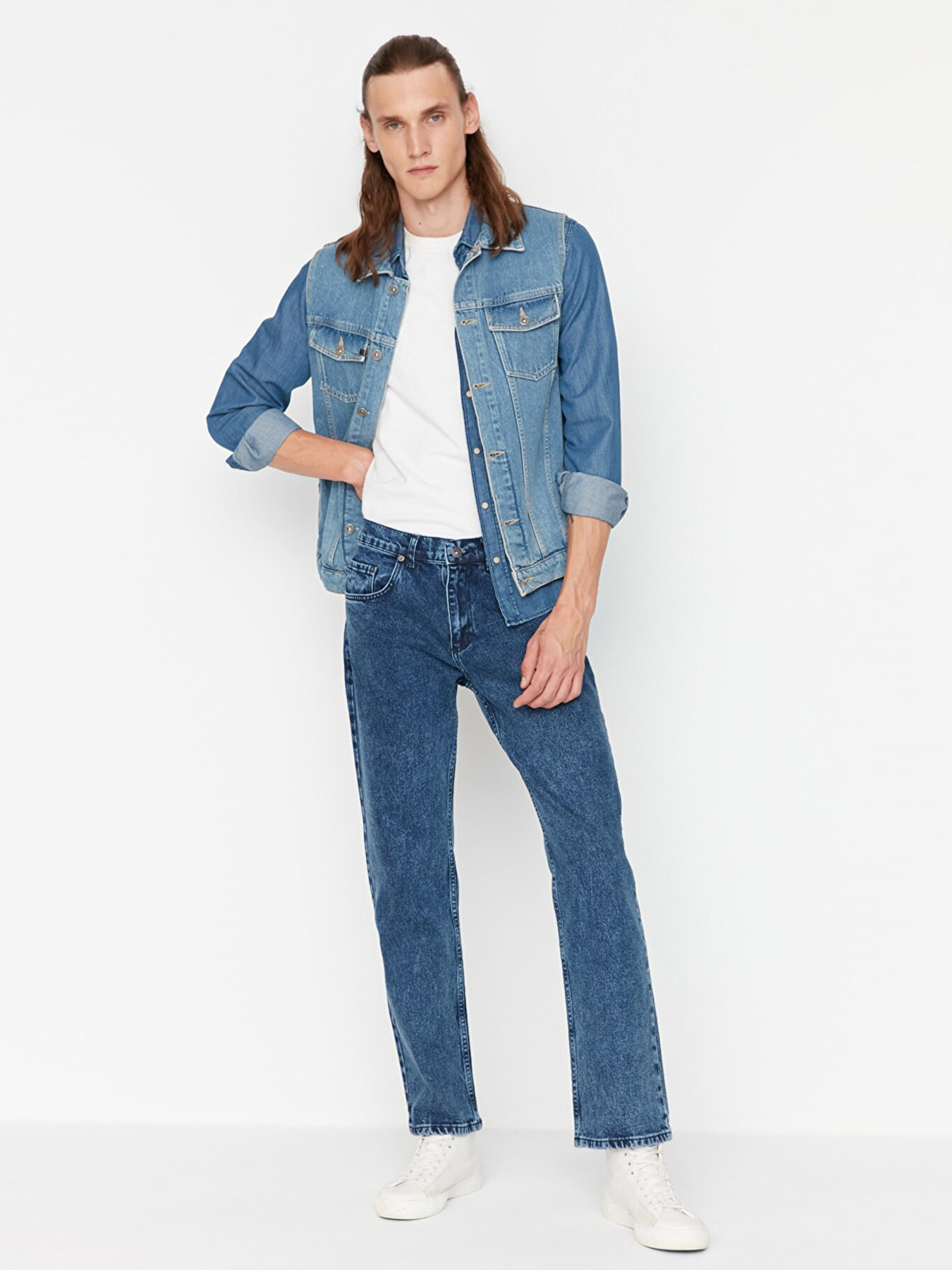 Прямі джинси Trendyol модель TMNAW23JE00101/Lacivert Фото