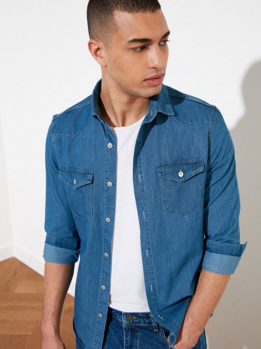 Сорочка Trendyol модель TMNSS21GO0715/Mavi Фото