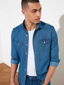 Рубашки Trendyol модель TMNSS21GO0715/Mavi Фото