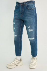 Бойфренды Trendyol Slim Crop модель TMNSS21JE0370/Indigo Фото