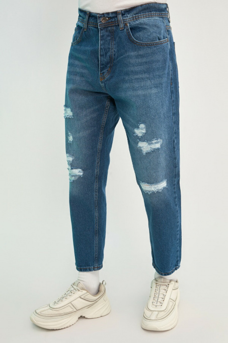 Бойфренды Trendyol Slim Crop модель TMNSS21JE0370/Indigo Фото