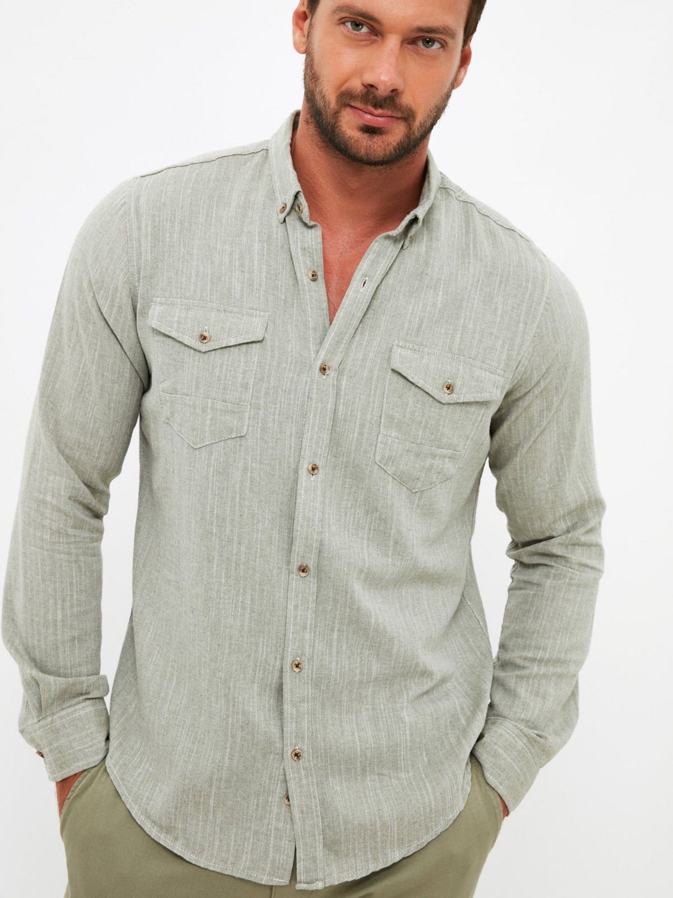 Сорочка повсякденна Trendyol модель TMNSS21GO1134/Haki Фото