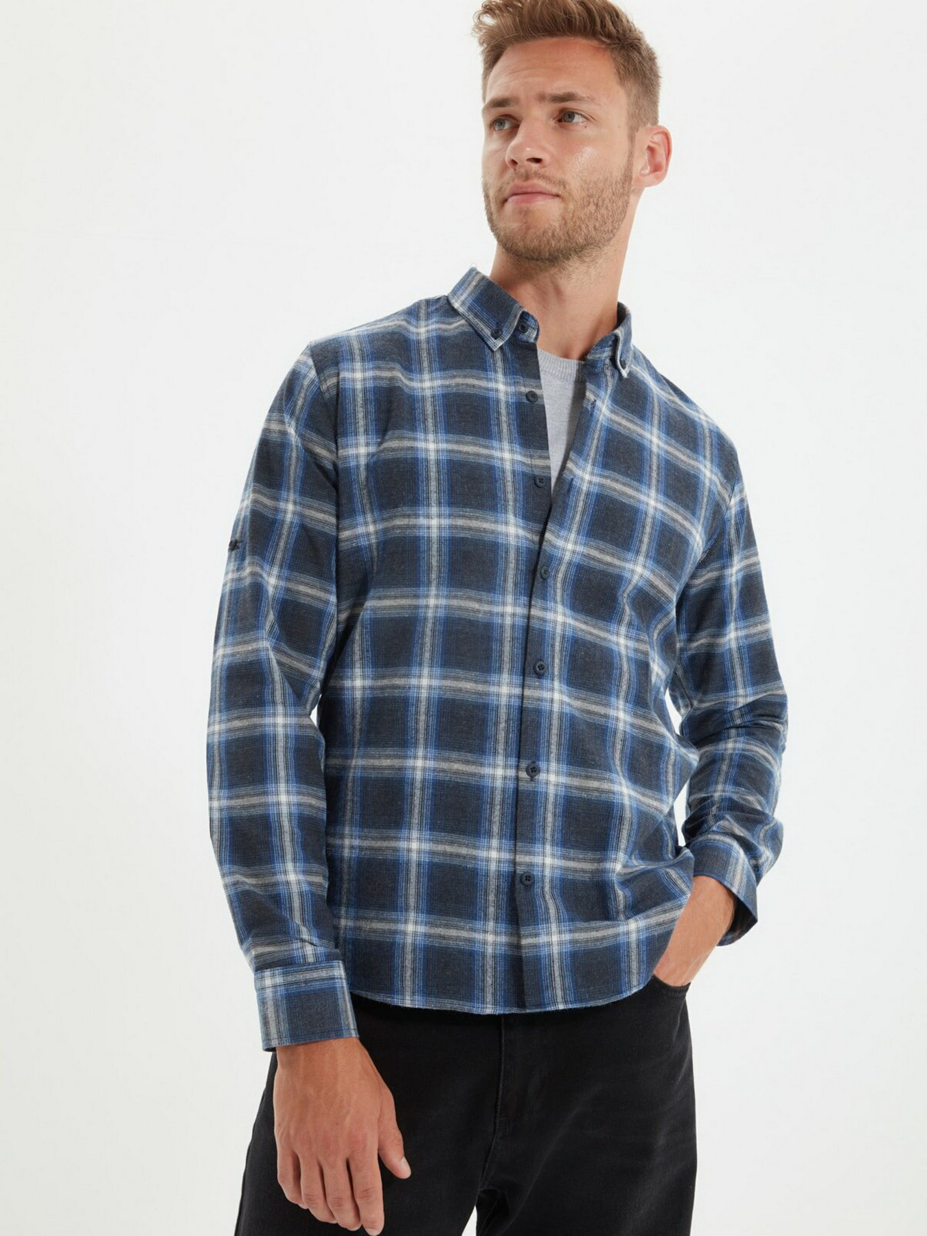 Рубашка Trendyol модель TMNAW22GO0357/Indigo Фото