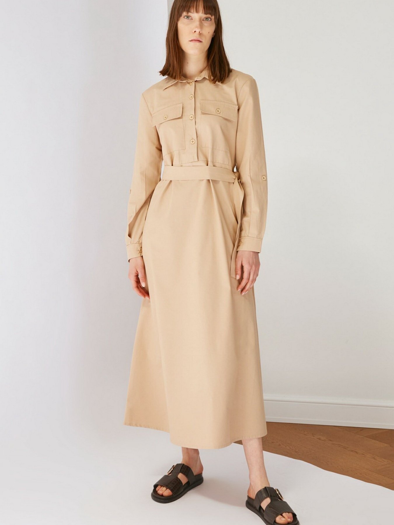 Платье макси Trendyol модель TCTSS21EL3442/Kahverengi Фото