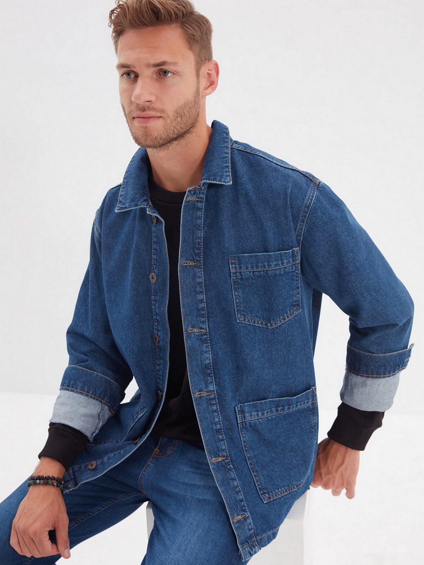 Джинсова куртка Trendyol Модель TMNAW22CE0095/Indigo Фото