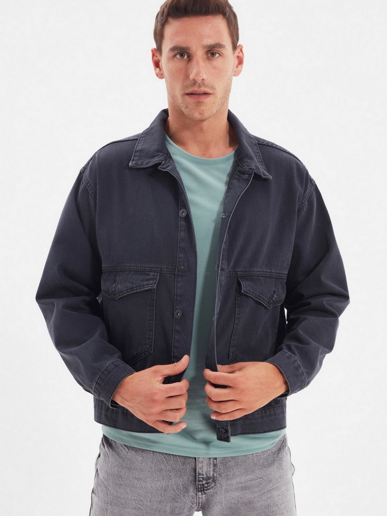 Джинсовая куртка Trendyol модель TMNAW22CE0096/Antrasit Фото