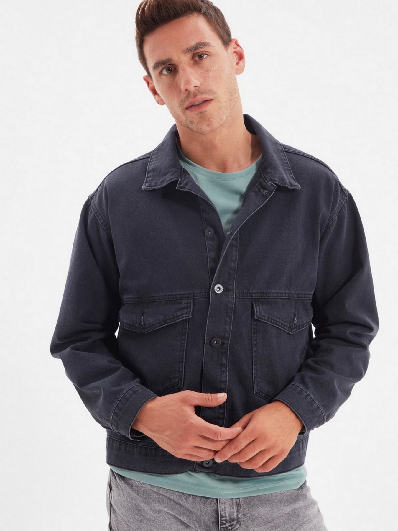 Джинсовая куртка Trendyol модель TMNAW22CE0096/Antrasit Фото