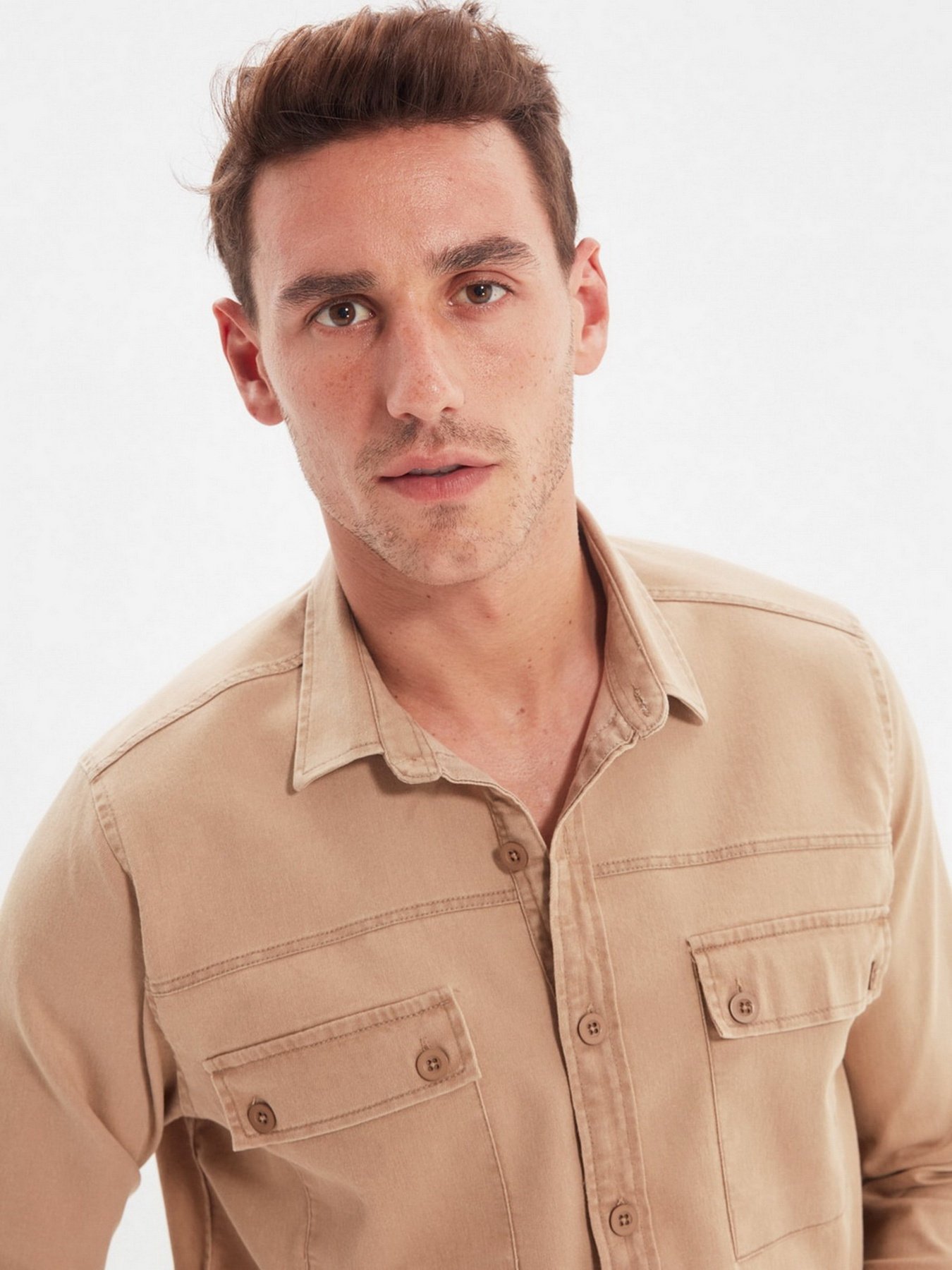 Рубашка Trendyol модель TMNAW22GO0207/Bej Фото