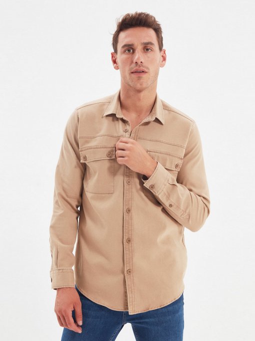 Рубашка Trendyol модель TMNAW22GO0207/Bej Фото