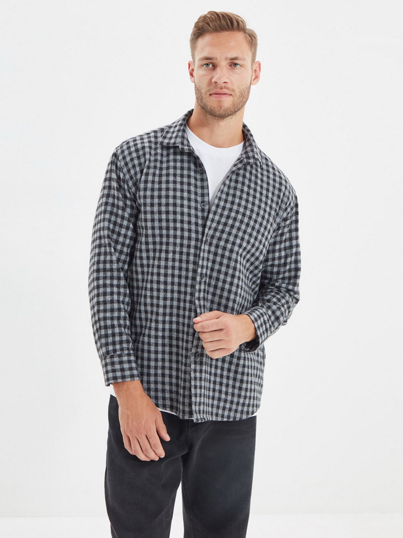 Рубашка Trendyol модель TMNAW22GO0212/Gri Фото