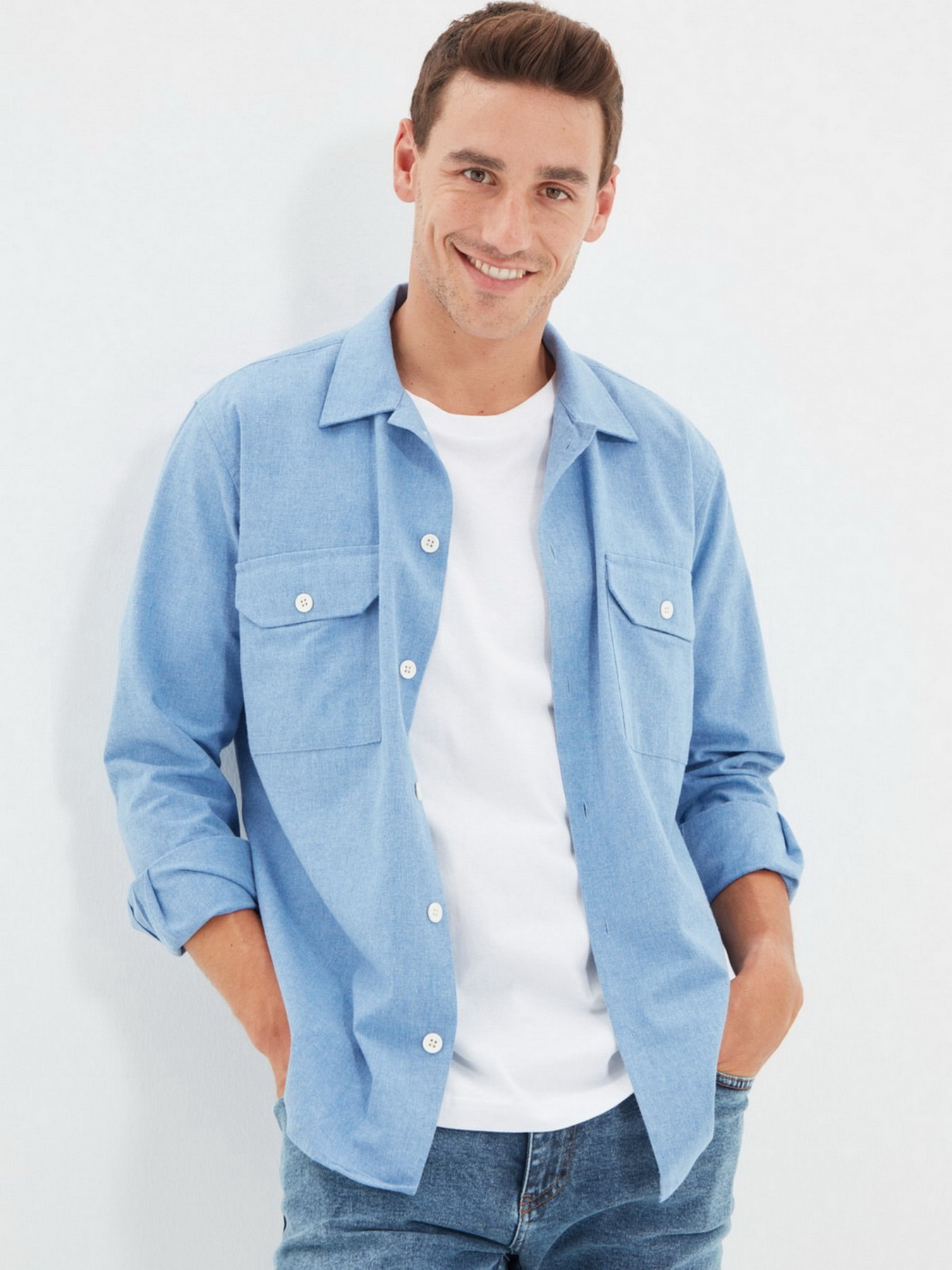 Рубашка Trendyol модель TMNAW22GO0341/Indigo Фото