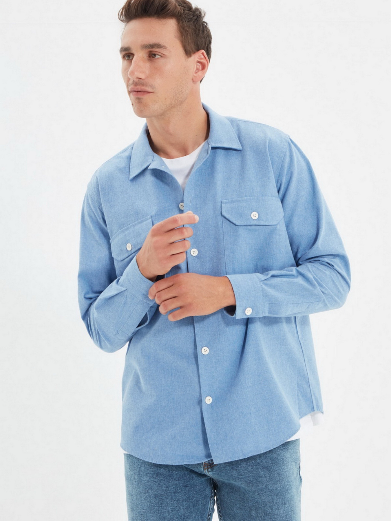 Рубашка Trendyol модель TMNAW22GO0341/Indigo Фото