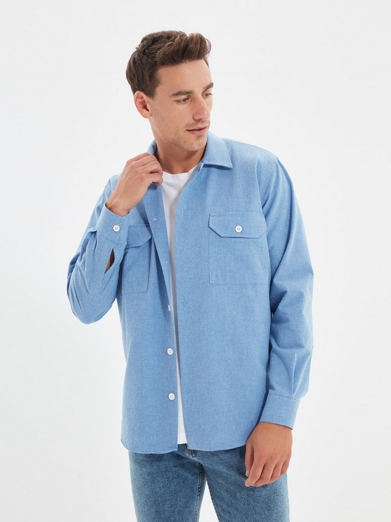 Рубашка Trendyol модель TMNAW22GO0341/Indigo Фото