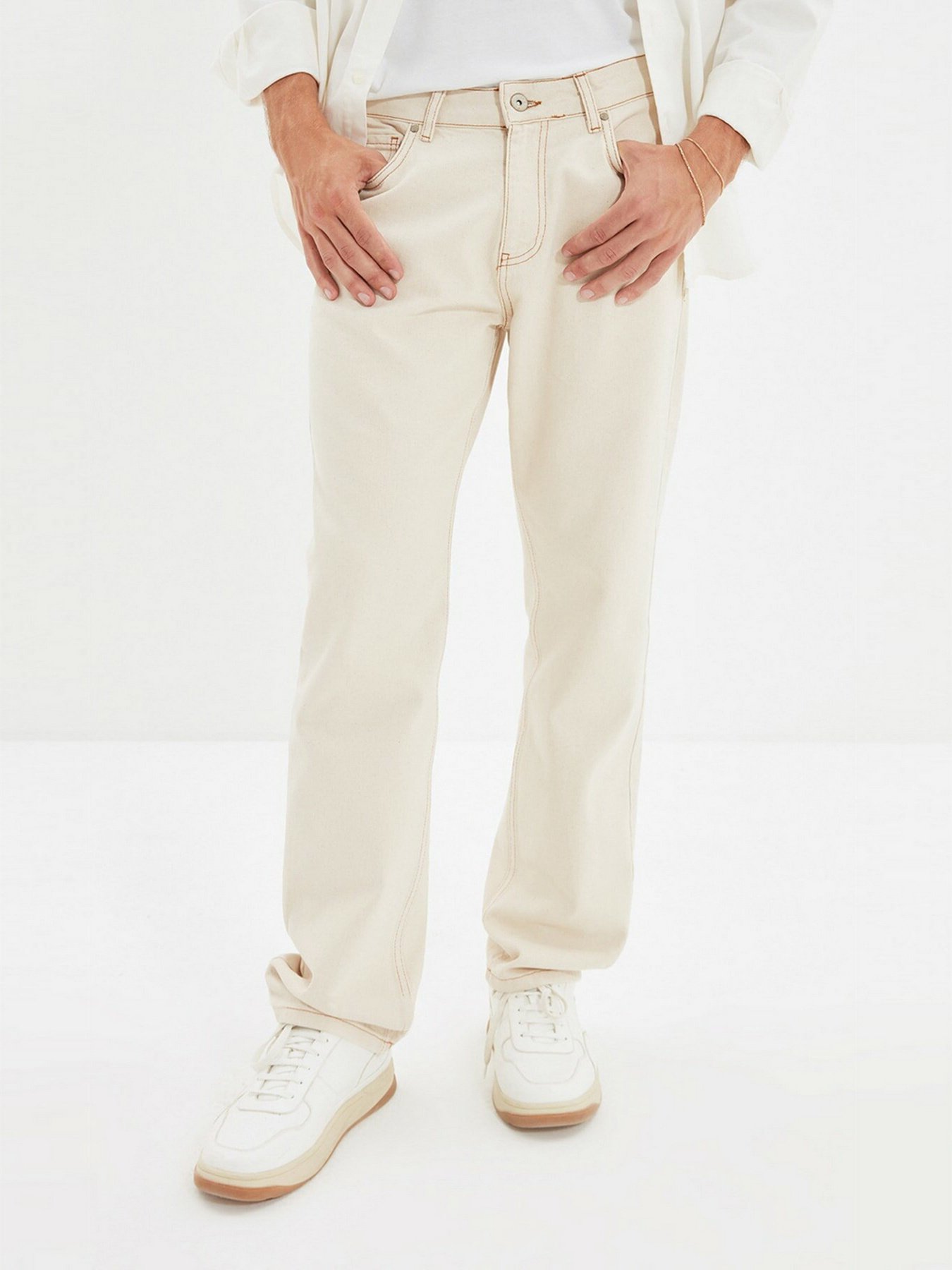 Широкие джинсы Trendyol модель TMNAW22JE0189/Ekru Фото