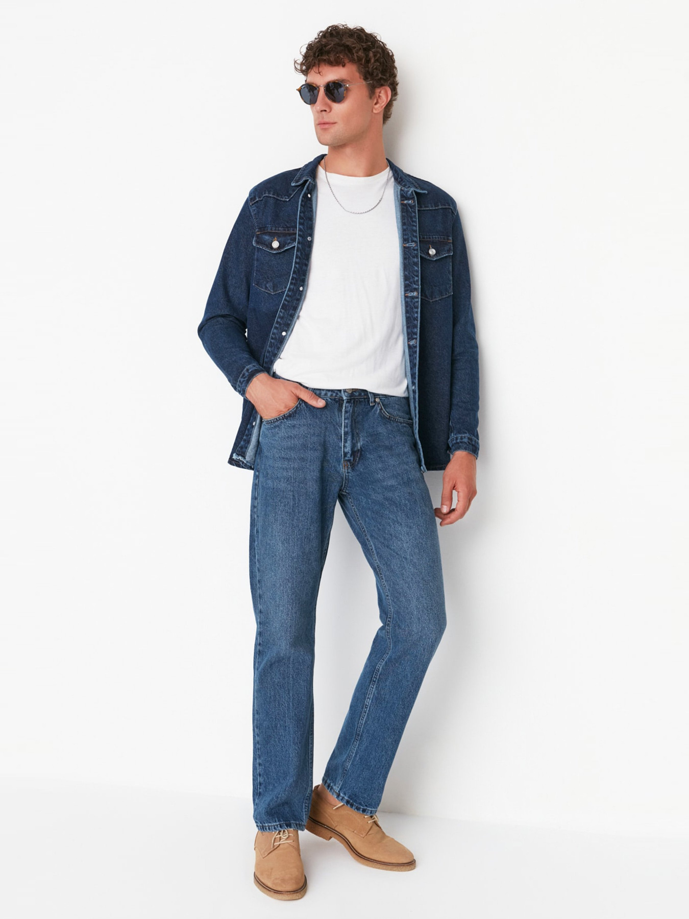 Прямі джинси Trendyol модель TMNAW22JE0508/Mavi Прямі джинси Trendyol модель TMNAW22JE0508/Mavi Фото