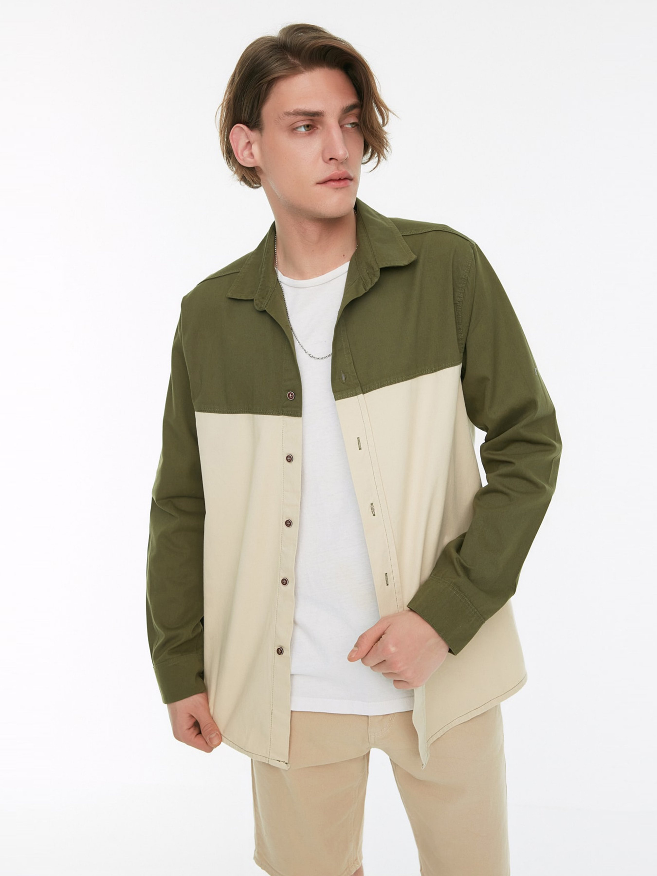 Рубашка Trendyol модель TMNSS22GO00006/Haki-Bej Фото