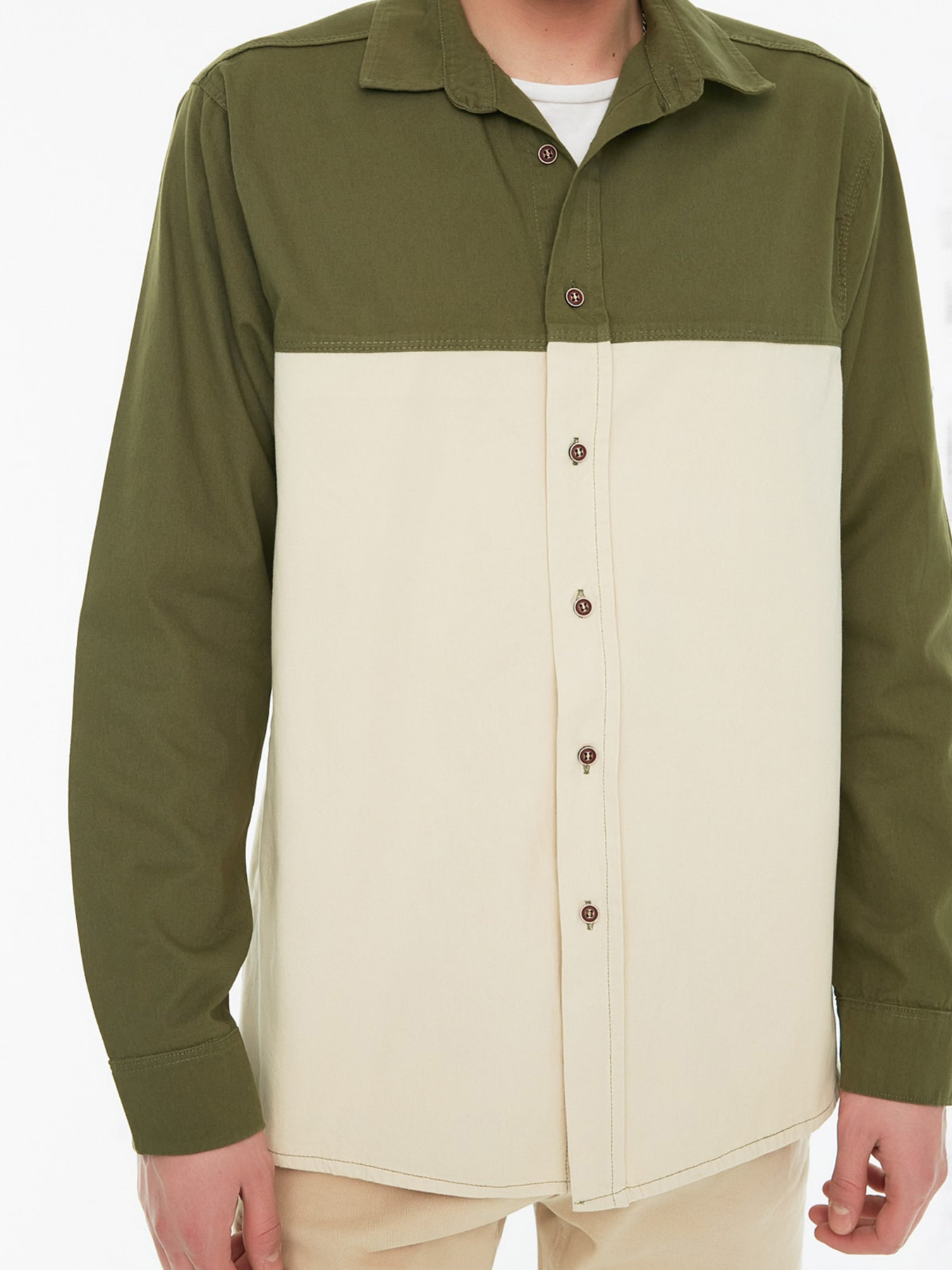 Сорочка повсякденна Trendyol модель TMNSS22GO00006/Haki-Bej Фото