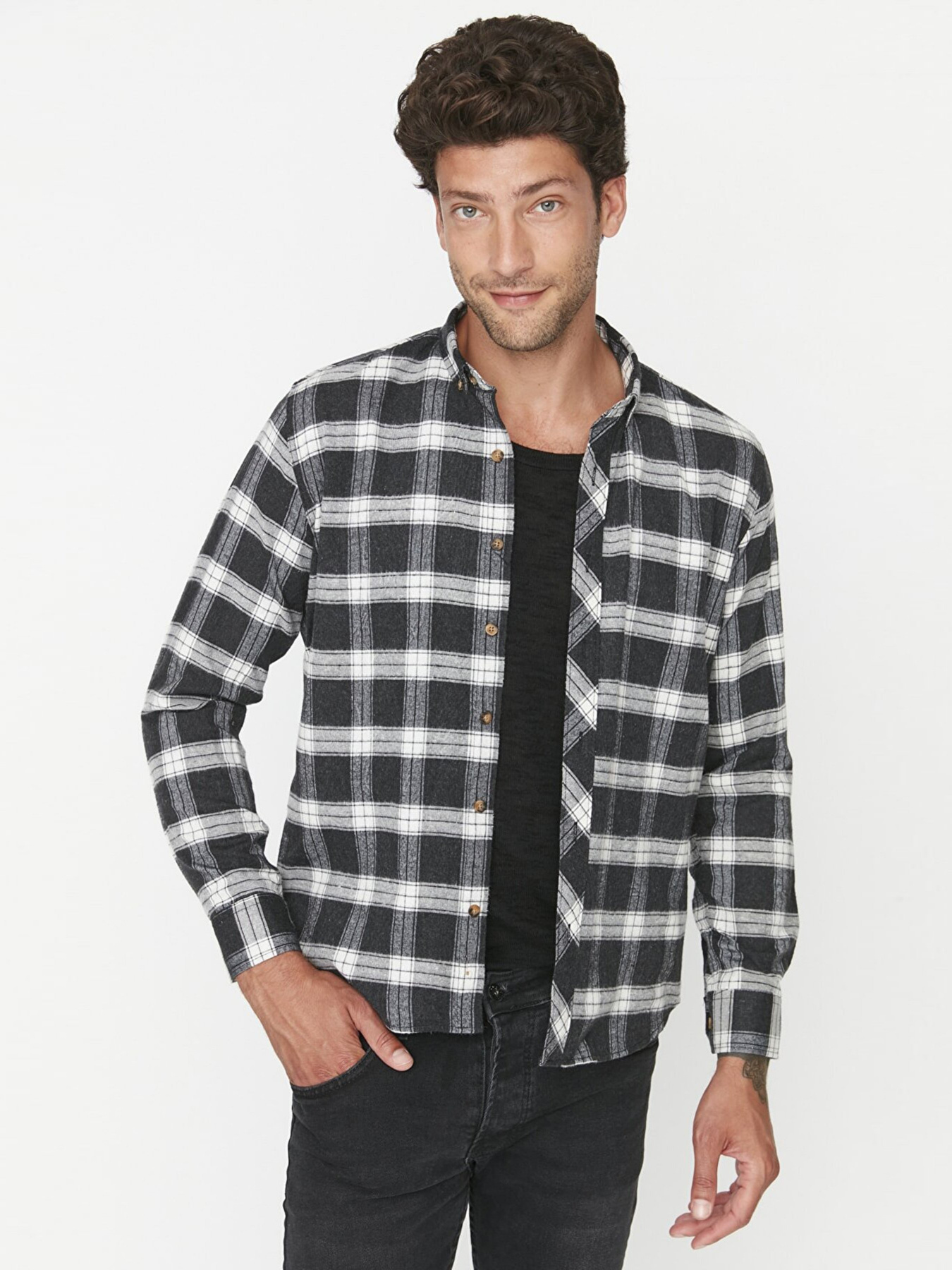 Рубашка Trendyol модель TMNAW21GO0611/Antrasit Фото