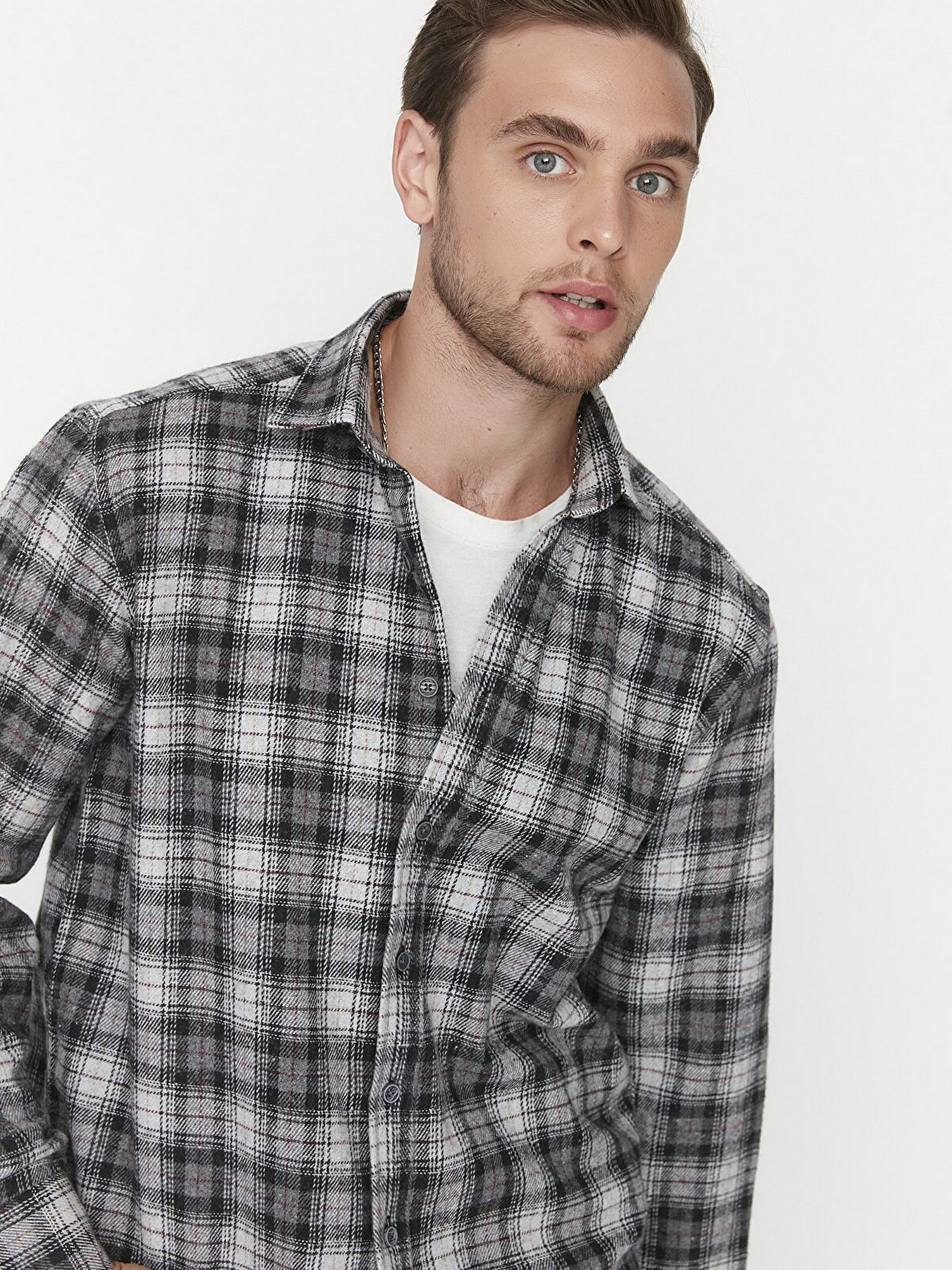 Рубашка Trendyol модель TMNAW23GO00069/Gri Фото