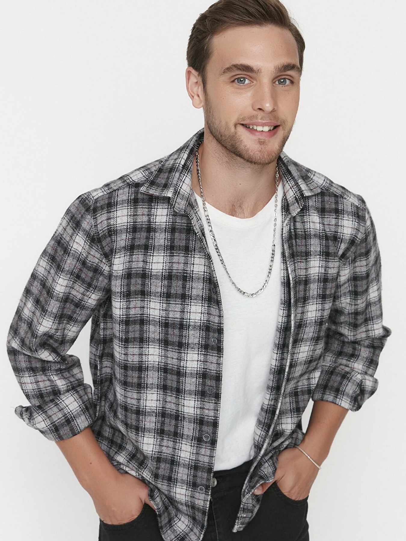 Рубашка Trendyol модель TMNAW23GO00069/Gri Фото