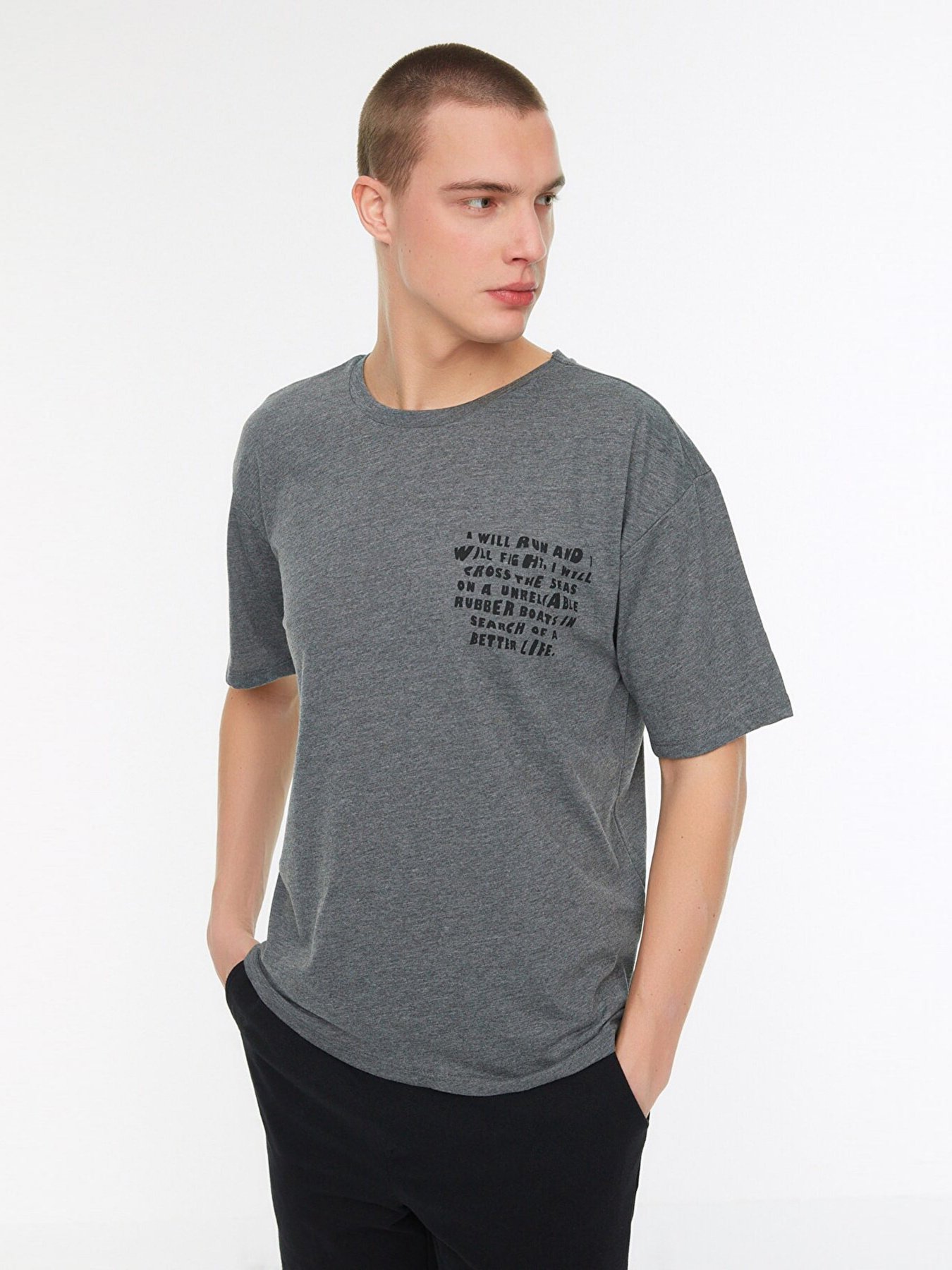 Футболка Trendyol модель TMNSS22TS1139/Antrasit Фото