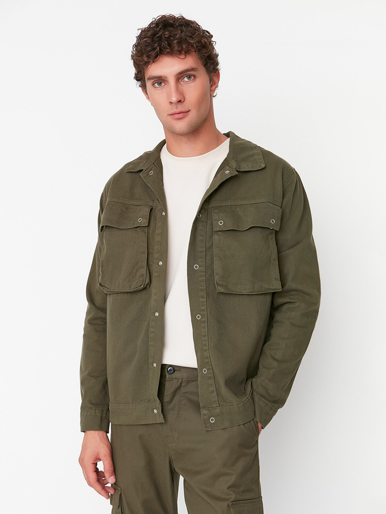 Джинсова куртка Trendyol Модель TMNAW20CE0234/Haki Фото