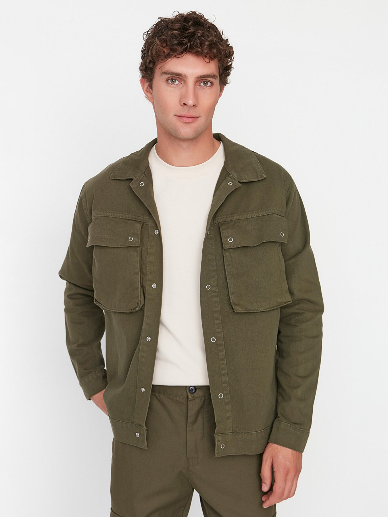 Джинсова куртка Trendyol Модель TMNAW20CE0234/Haki Фото