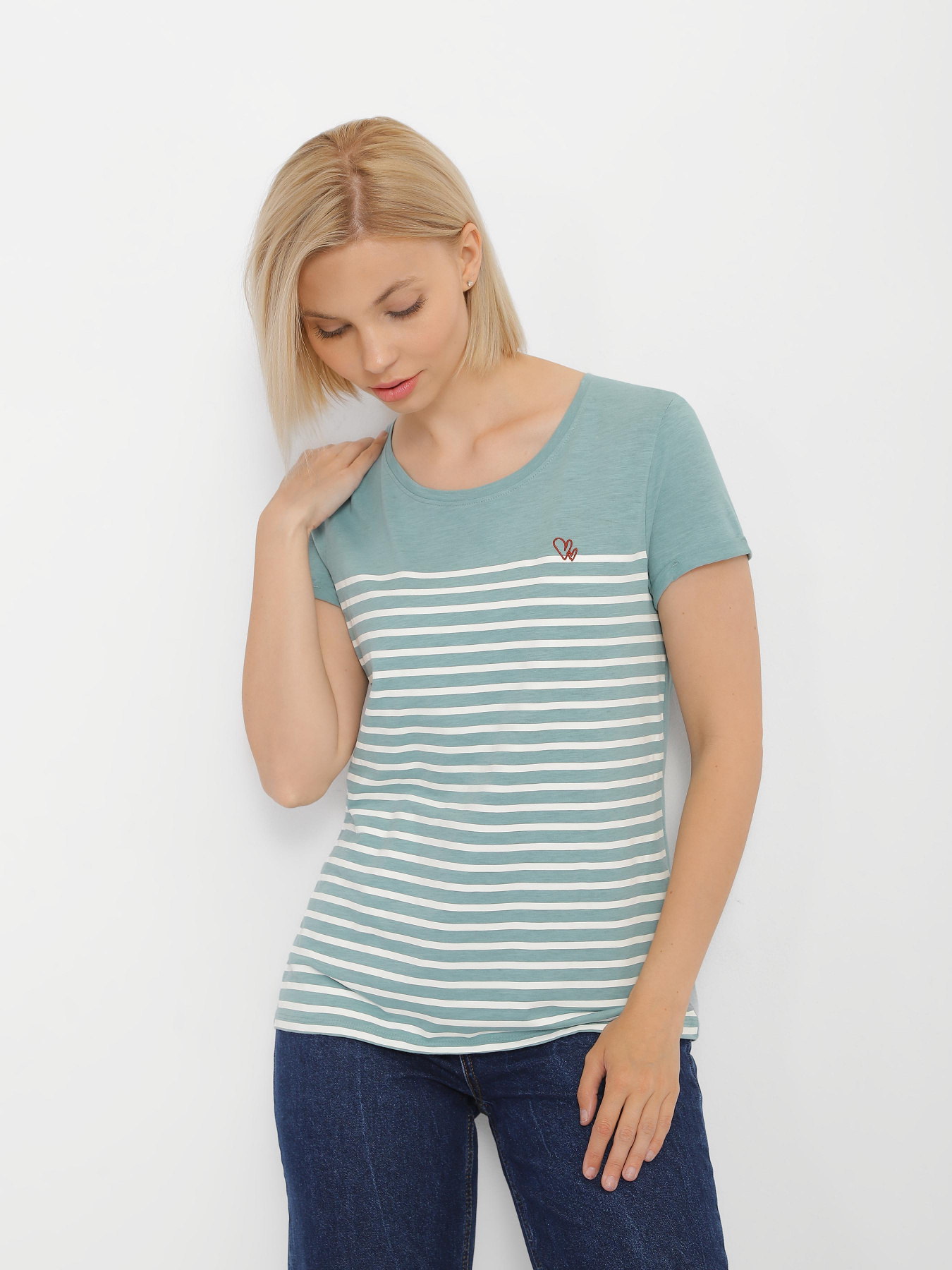 Футболка Tom Tailor модель 1021105.XX.71_с.зелений з білим Фото