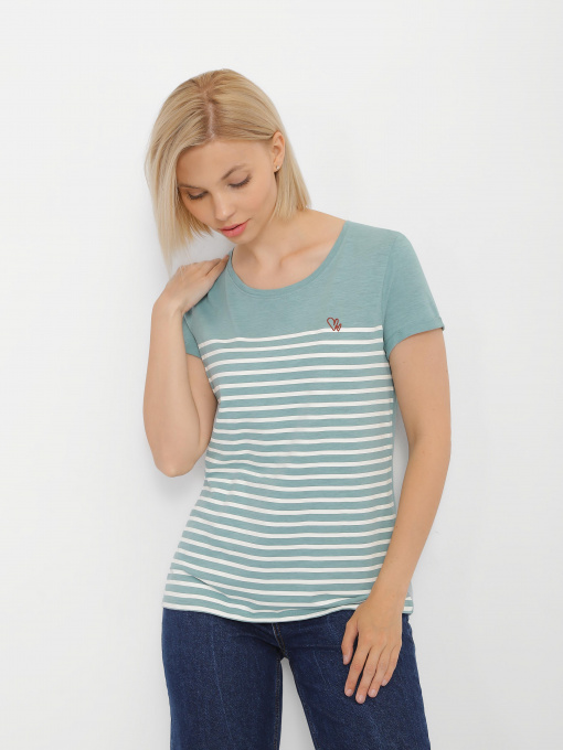 Футболка Tom Tailor модель 1021105.XX.71_с.зелений з білим Фото