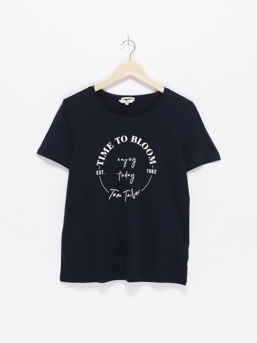 Футболка Tom Tailor модель 1024730.XX.70_т.синій з білим Фото