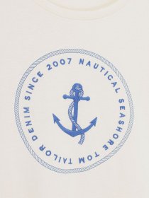 Футболка Tom Tailor модель 1025290.XX.71_кремовий з синім Футболка Tom Tailor модель 1025290.XX.71_кремовий з синім Фото