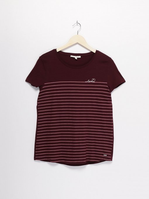 Футболка Tom Tailor модель 1004686.XX.71_бордовий комб. Фото