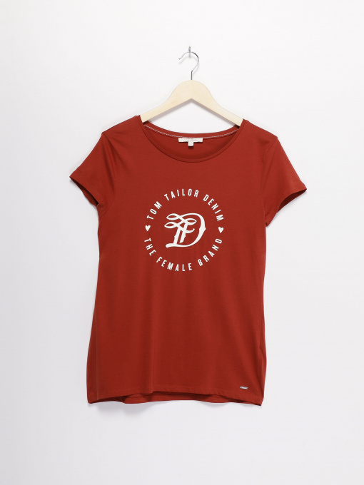 Футболка Tom Tailor модель 1016431.XX.71_коричневий з білим Фото