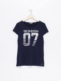 Футболка Tom Tailor модель 1018603.XX.71_т.синій з білим Футболка Tom Tailor модель 1018603.XX.71_т.синій з білим Фото