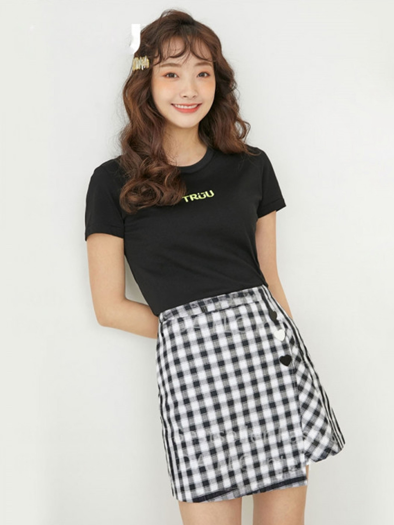 Юбка мини Truu модель T20116505_чорний з білим Фото