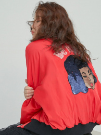 Джинсова куртка Truu модель T19322502_червоний комб. Фото