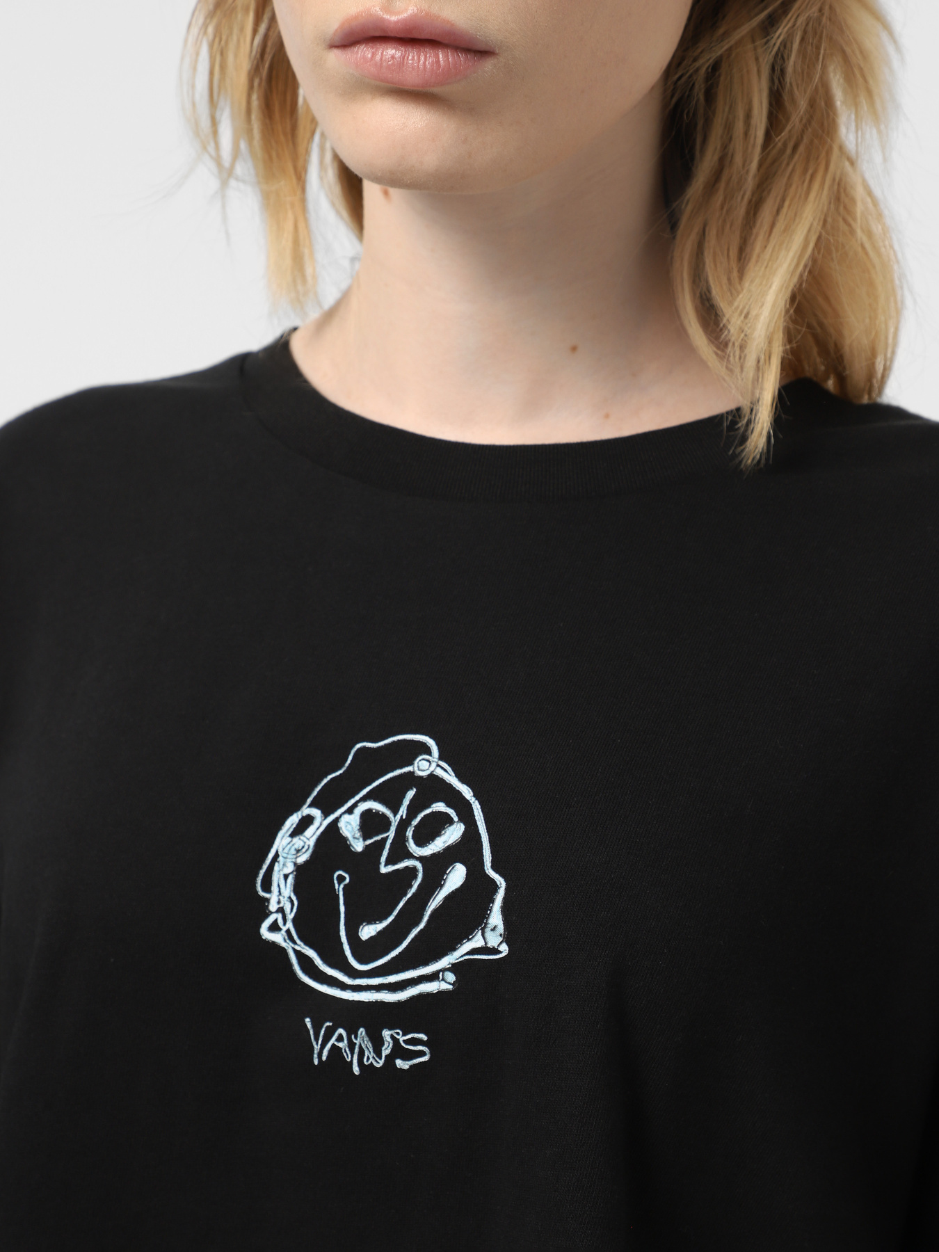 Футболка Vans Grinning Face Relax Crop модель VN000MC5BLK1 Фото