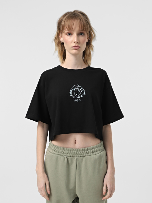 Футболка Vans Grinning Face Relax Crop модель VN000MC5BLK1 Фото