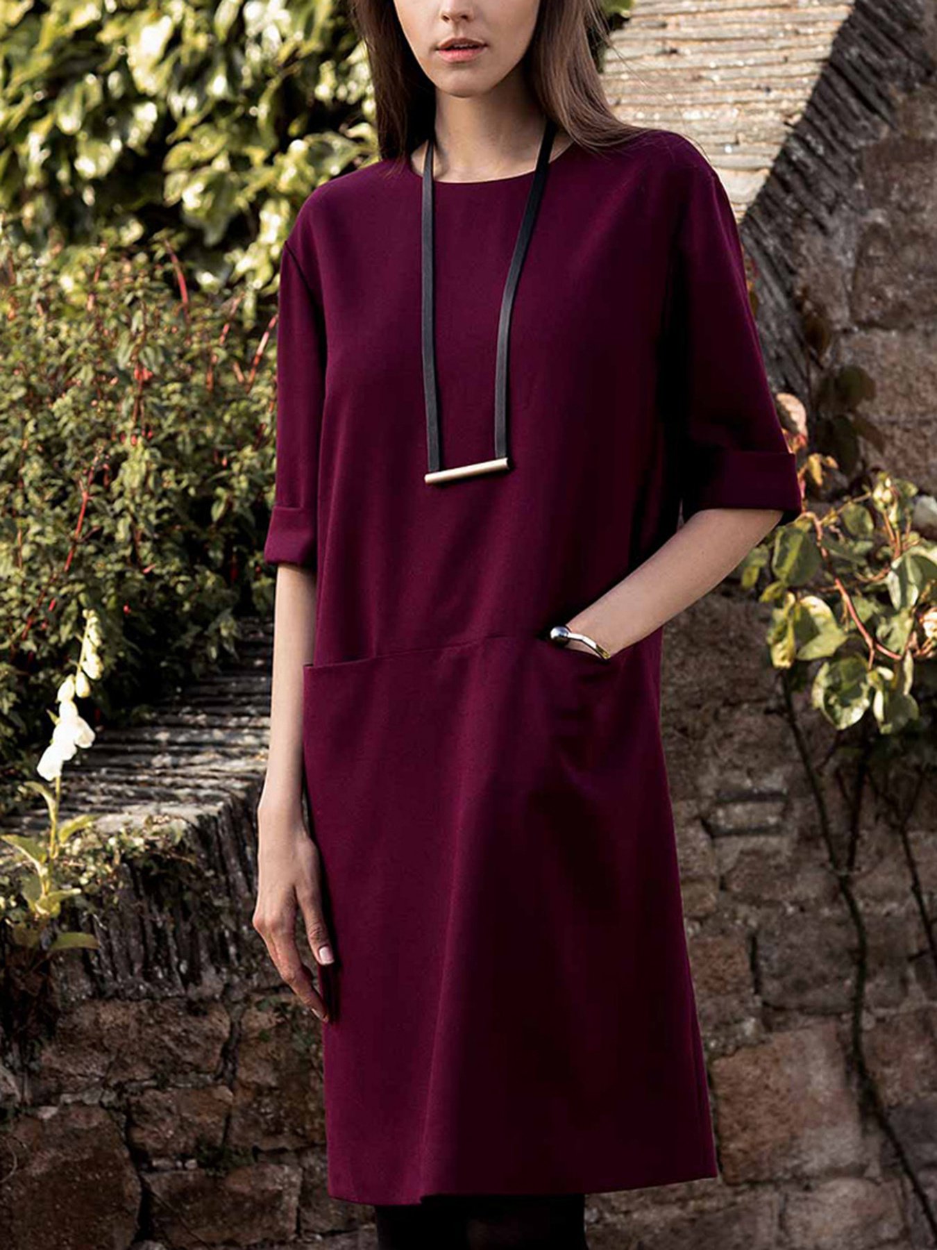 Платье миди Vero Moda модель 31716Z501E17_бордовий Фото