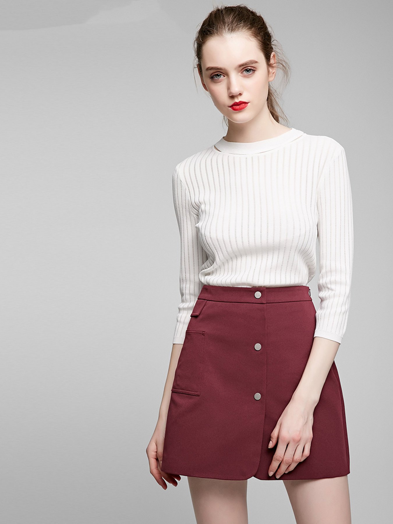 Юбка миди Vero Moda модель 317216504E17_т.бордовий Фото