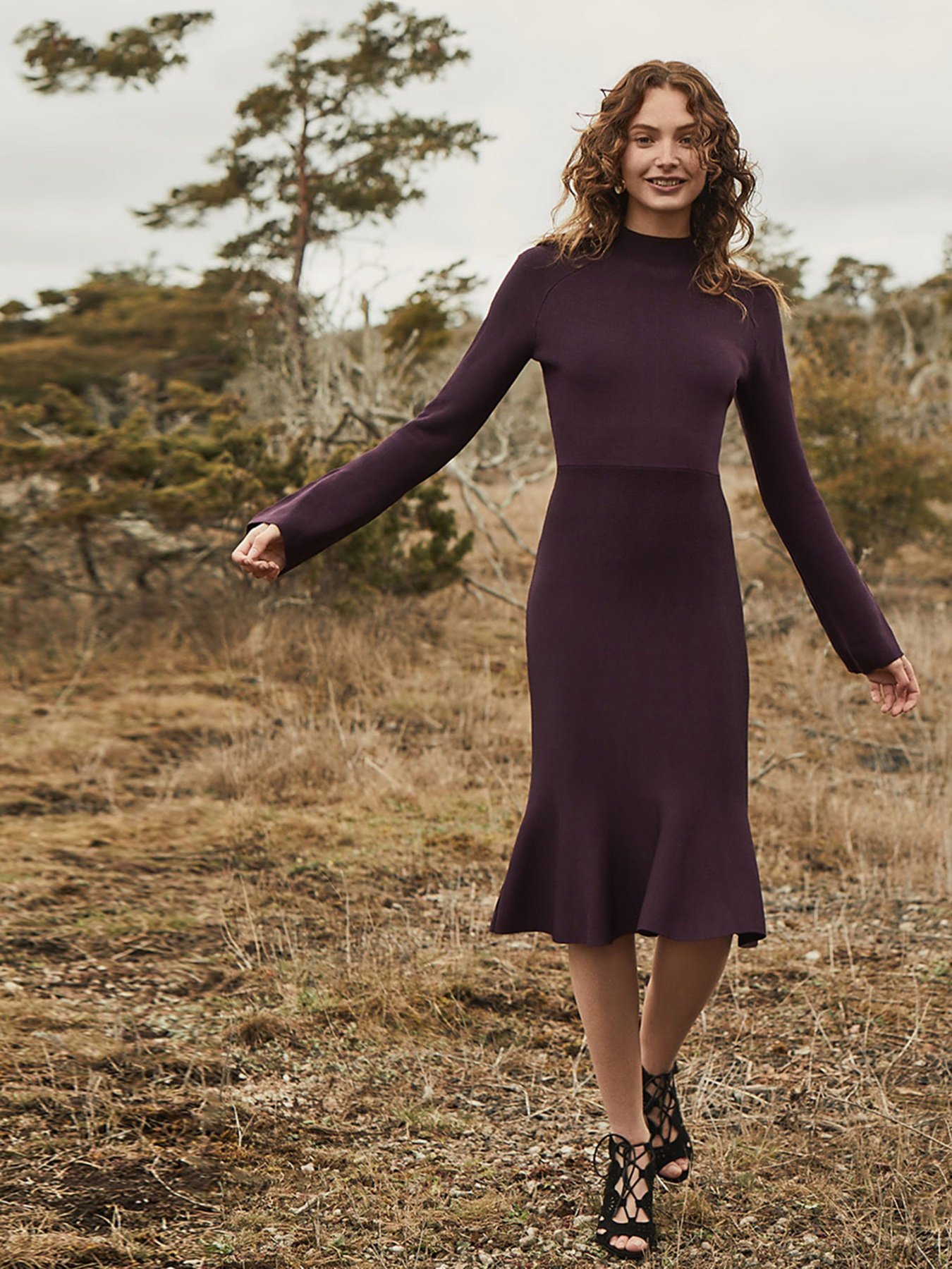 Сукня міді Vero Moda модель 317346504E33_т.фіолетовий Фото