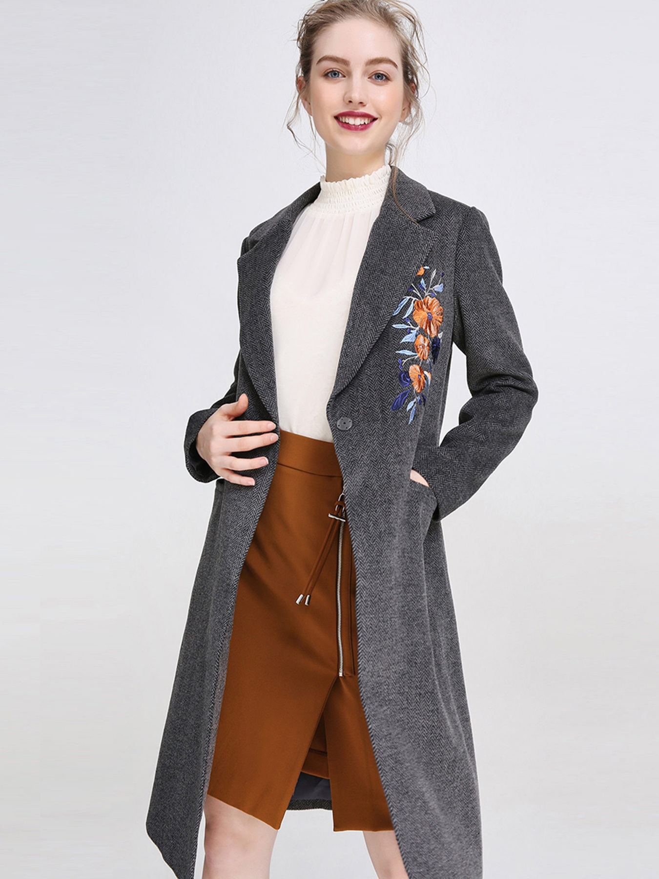 Пальто Vero Moda Модель 317409503E90_сірий комб. Фото