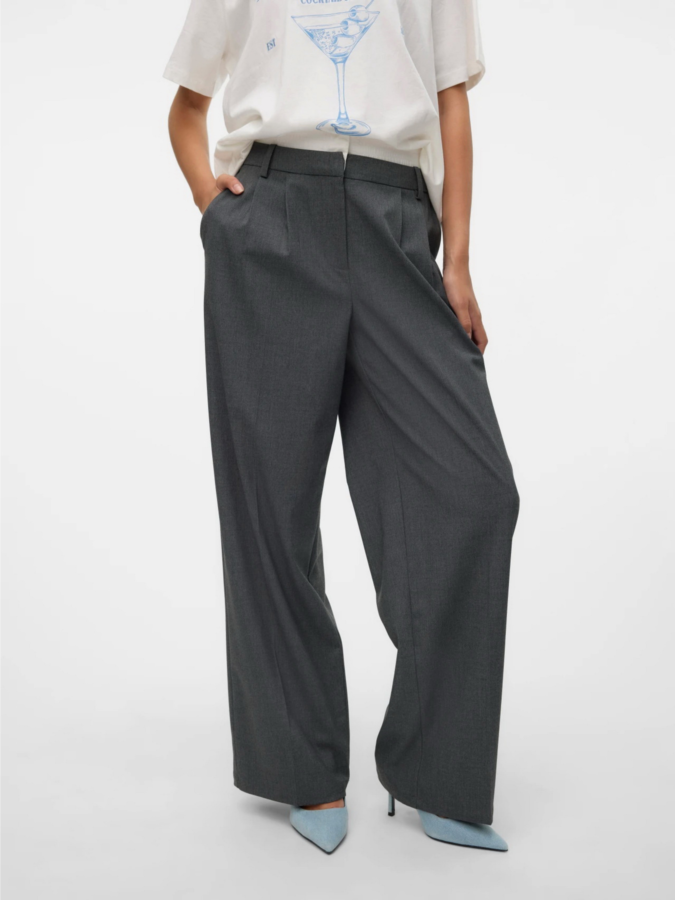 Палаццо Vero Moda модель 10318578_Dark Grey Melange Фото